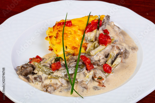 Beefstroganoff with pickled cucumbers photo