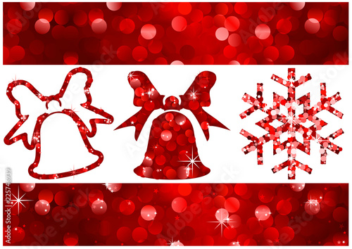 Red Christmas Glitter Banne...