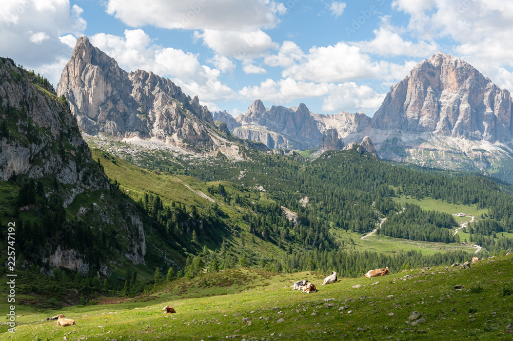 Mountain Scenery of the Italian Dolomites on a summers Afternoon