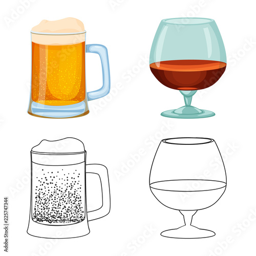 Isolated object of drink and bar icon. Collection of drink and party stock vector illustration.
