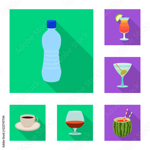 Vector illustration of drink and bar sign. Collection of drink and party stock vector illustration.