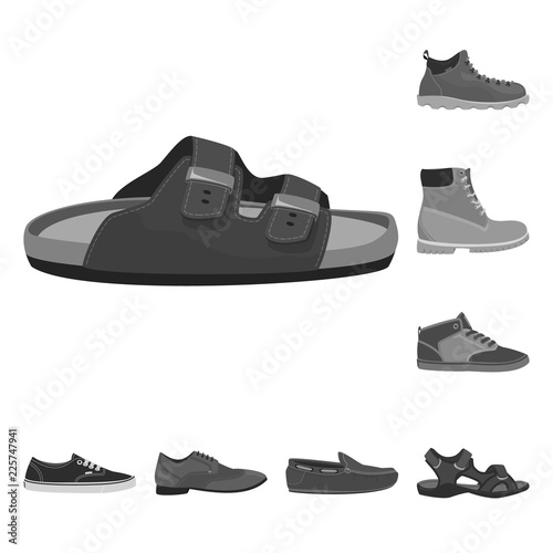Isolated object of man and foot logo. Set of man and wear stock symbol for web.