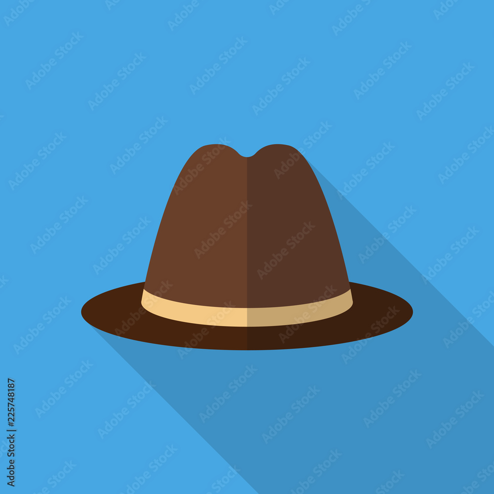 Classic hat flat icon isolated on blue background. Simple hat sign symbol in flat style. Vector illustration for web and mobile design. Classic hat flat icon isolated on blue background. Simple hat sign symbol in flat style. Vector illustration for web and mobile design.