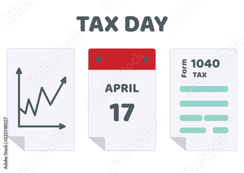 Vector illustration of deadline for Federal income tax returns, 1040 form in the USA. IRS.