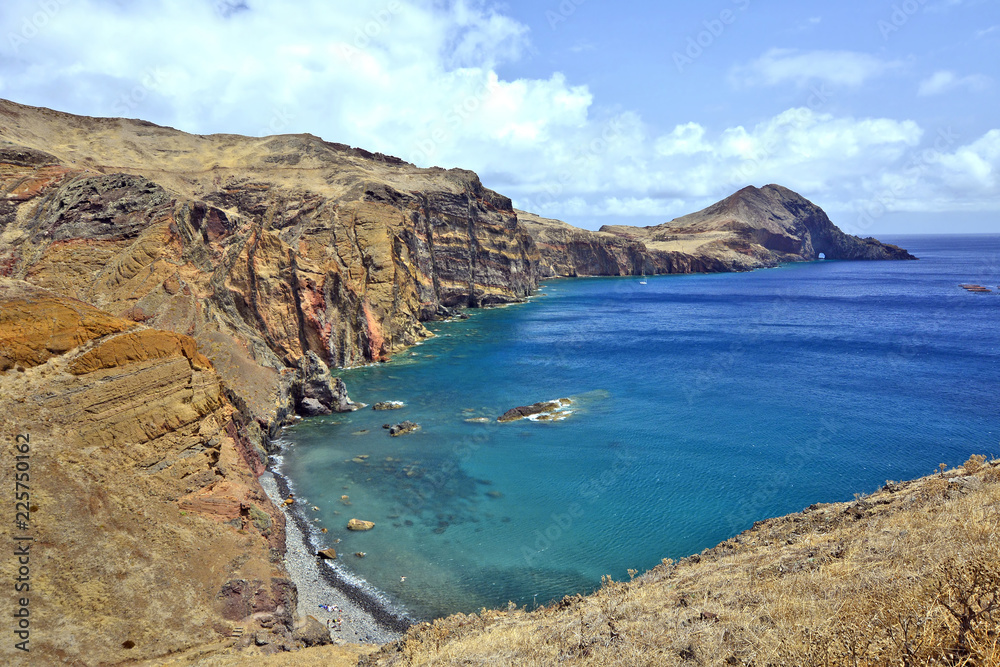 Beatiful coastal cliffs at Ponta de Sao Lourenco peninsula, Madeira island, Portugal