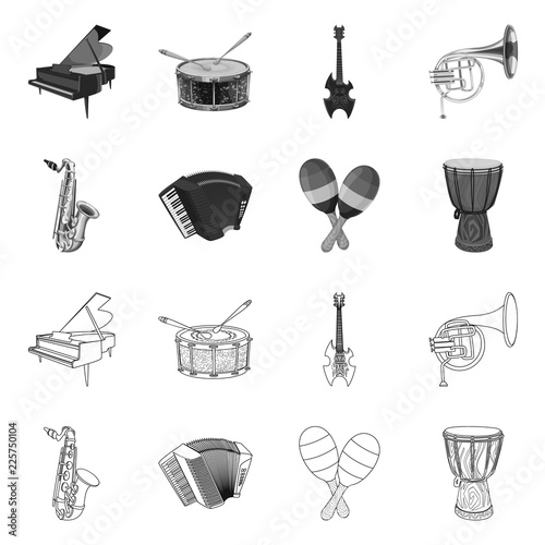 Isolated object of music and tune sign. Collection of music and tool vector icon for stock.