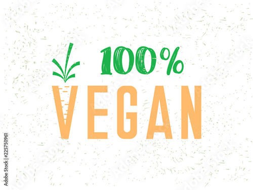 Vegan friendly symbol for label, logo, badge, sticker or icon. Vegan food sign with leaves and carrot