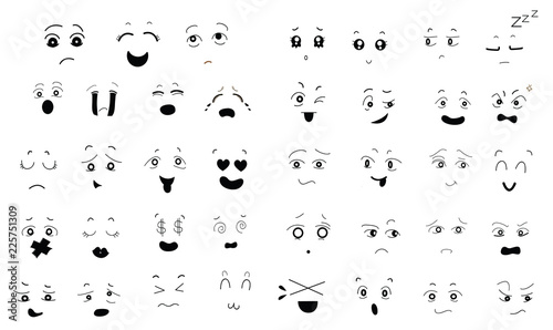 Big Set of Cute Face Expressions