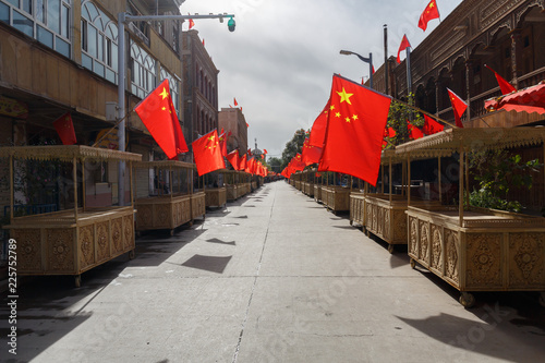 Market street in Kashgar during Chinese National Holiday (Xinjiang, China) photo