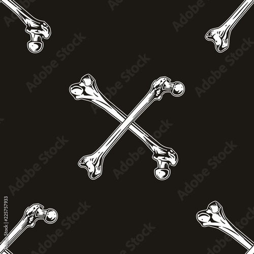 Seamless pattern with human bones. Helloween vector illustration, background, textile print.