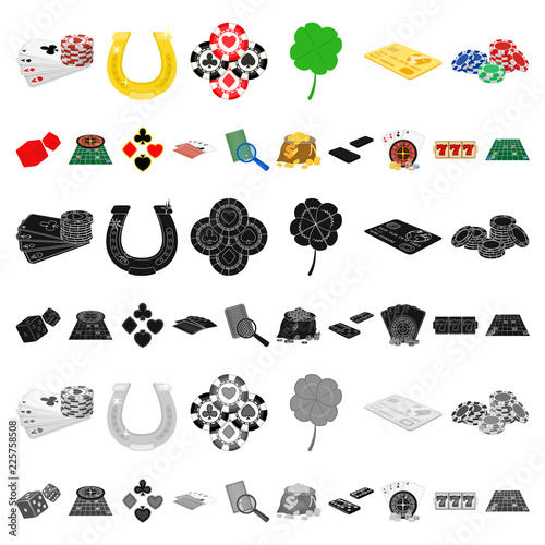 Casino and equipment cartoon icons in set collection for design. Gambling and money vector symbol stock web illustration.