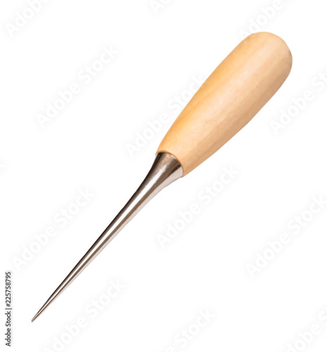 Tableau sur toile scratch awl with wooden handle cut out on white