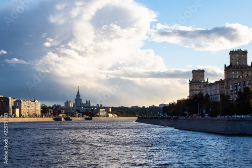 view of Moskva river and Embankments in Moscow city