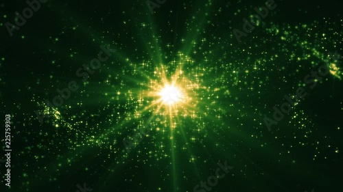 Lights green bokeh background. Elegant gold abstract. Disco background with circles and stars. Christmas Animated background. Space background. Seamless loop. Green screen.