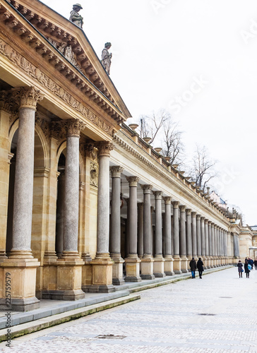 Mill Colonnade at Mlynske nabrezi street in Karlovy Vary. Bohemia. Czech Republic photo