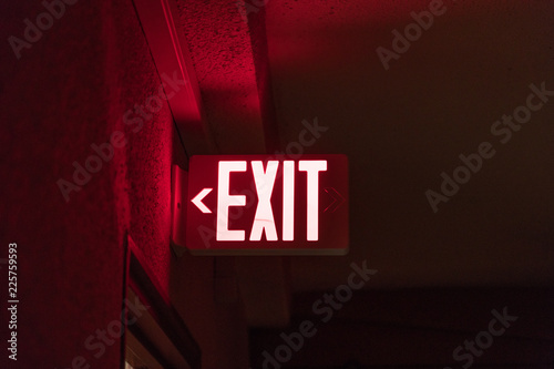 conceptual red exit sign