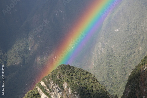 rainbow over mountaion at Machu Picchu, Peru photo