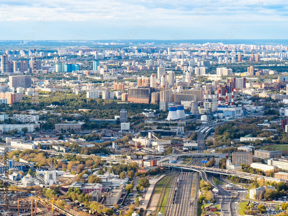 aerial view of northwest of Moscow city