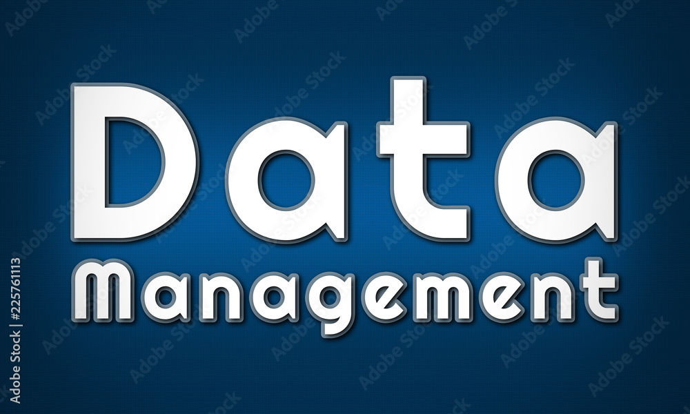 Data Management - clear white text written on blue background
