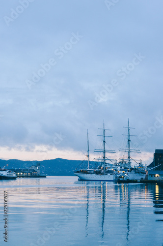 Yacht in the port photo