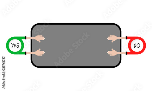 Text frame for you text with topic of decision making yes or no.