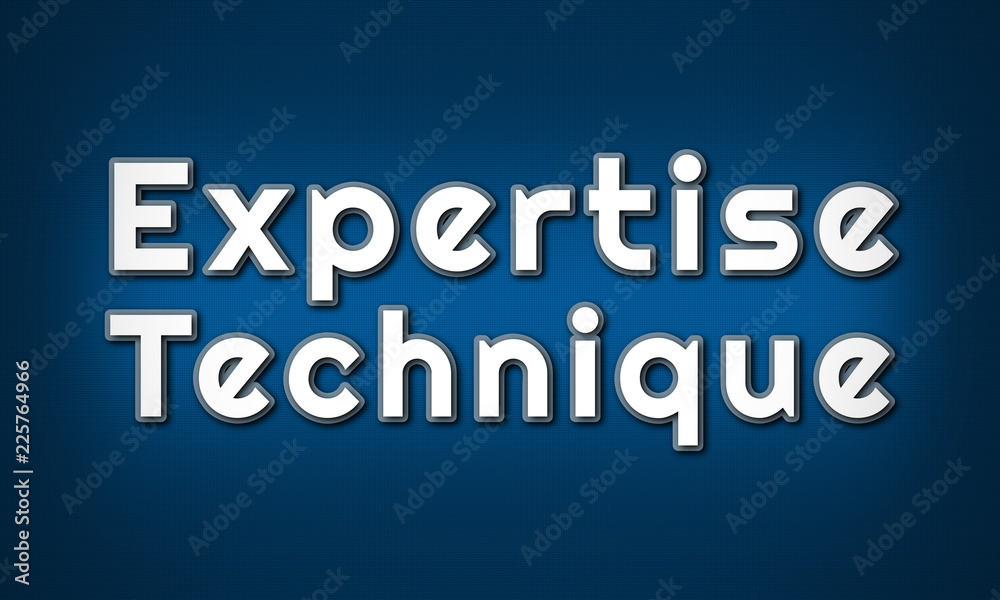 Expertise Technique - clear white text written on blue background