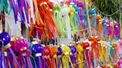  4K footage of Traditional lantern close ups on street side shops on the occasion of Diwali festival in Mumbai, India.