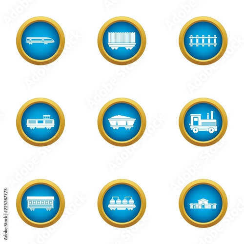Move the train icons set. Flat set of 9 move the train vector icons for web isolated on white background