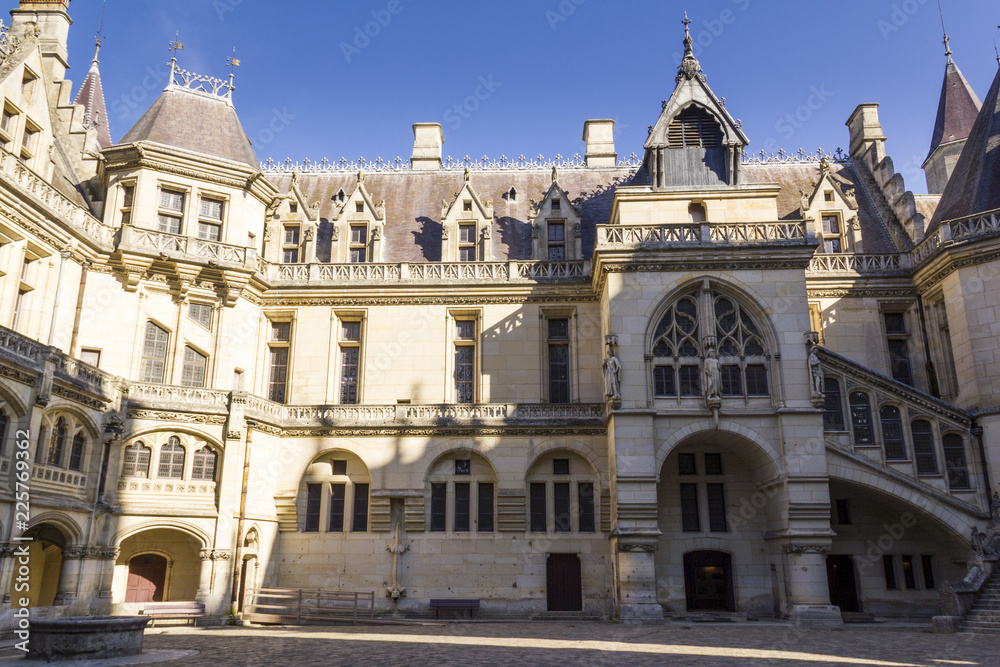 Medieval castle of Pierrefonds, Picardy, France. Interior courtyard.