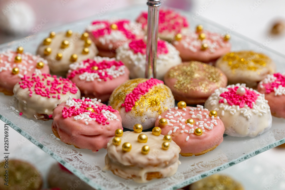 A range of beautifully decorated cakes in plate A range of beautifully decorated cakes in plate
