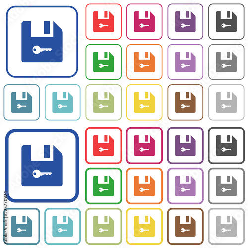 Encrypt file outlined flat color icons