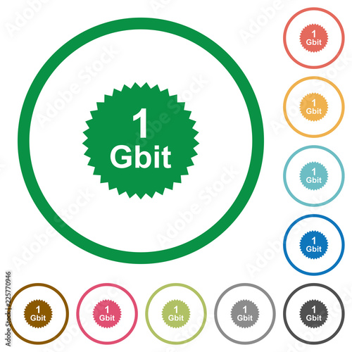 1 Gbit guarantee sticker flat icons with outlines
