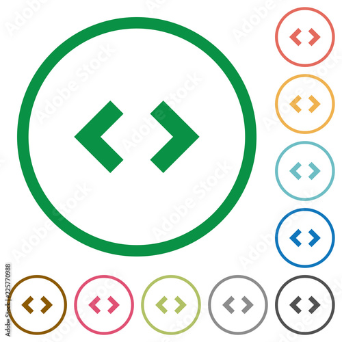 Script code flat icons with outlines