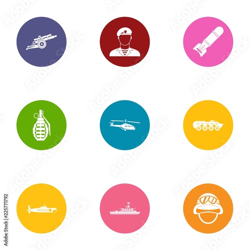 Arming icons set. Flat set of 9 arming vector icons for web isolated on white background