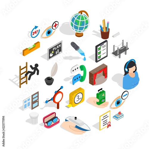 Business trip icons set. Isometric set of 25 business trip vector icons for web isolated on white background
