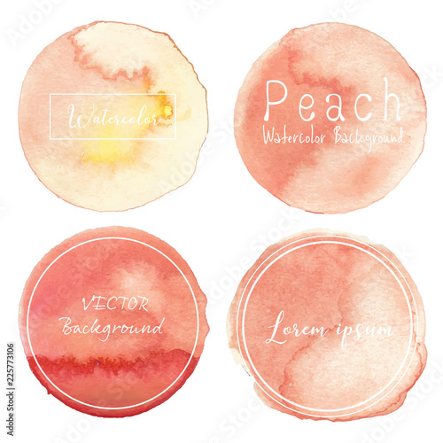 Peach watercolor background, Pastel watercolor logo, Vector illustration.