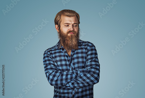 Fotografia, Obraz jealous envious bearded hipster man