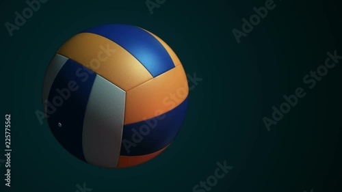 Animation of slow rotation ball for volleyball game. View of close-up with realistic texture and light. Animation of seamless loop.