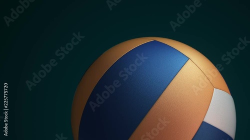Animation of slow rotation ball for volleyball game. View of close-up with realistic texture and light. Animation of seamless loop.