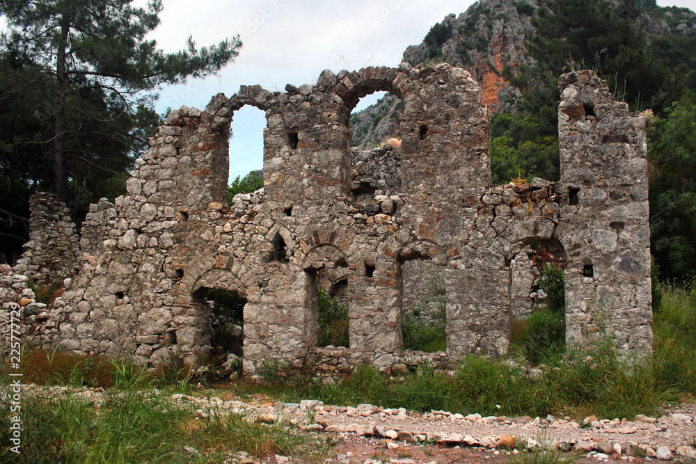 Ruins of ancient Greek town of Olympos near Cirali, Turkey
