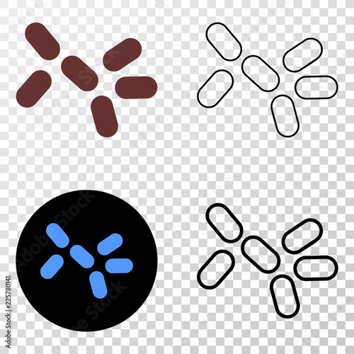 Microbes EPS vector icon with contour, black and colored versions. Illustration style is flat iconic symbol on chess transparent background.