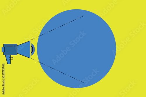Flat design business Vector Illustration concept copy text for esp Web banners promotional material mock up template. Megaphone with Pitch Power Level Volume Sound Icon and Blank Circle