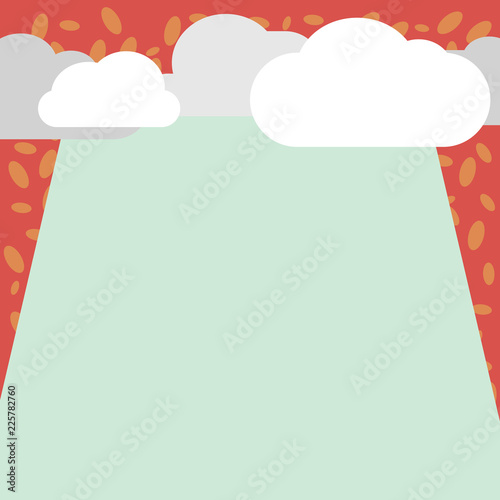 Flat design business Vector Illustration concept copy text for esp Web banners promotional material mock up template. Blank Clouds Halftone above Empty Vertical Rectangular Board Text space