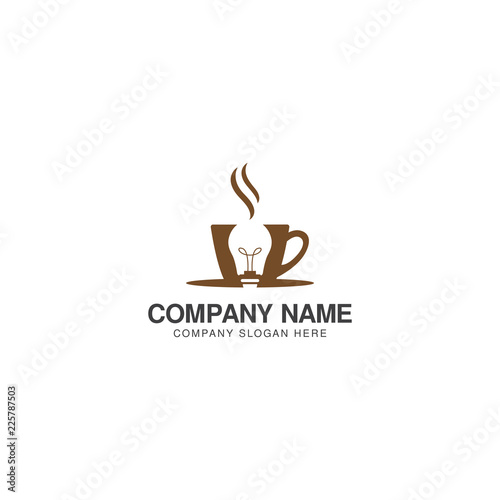 Light bulb and cup of coffee logo design vector