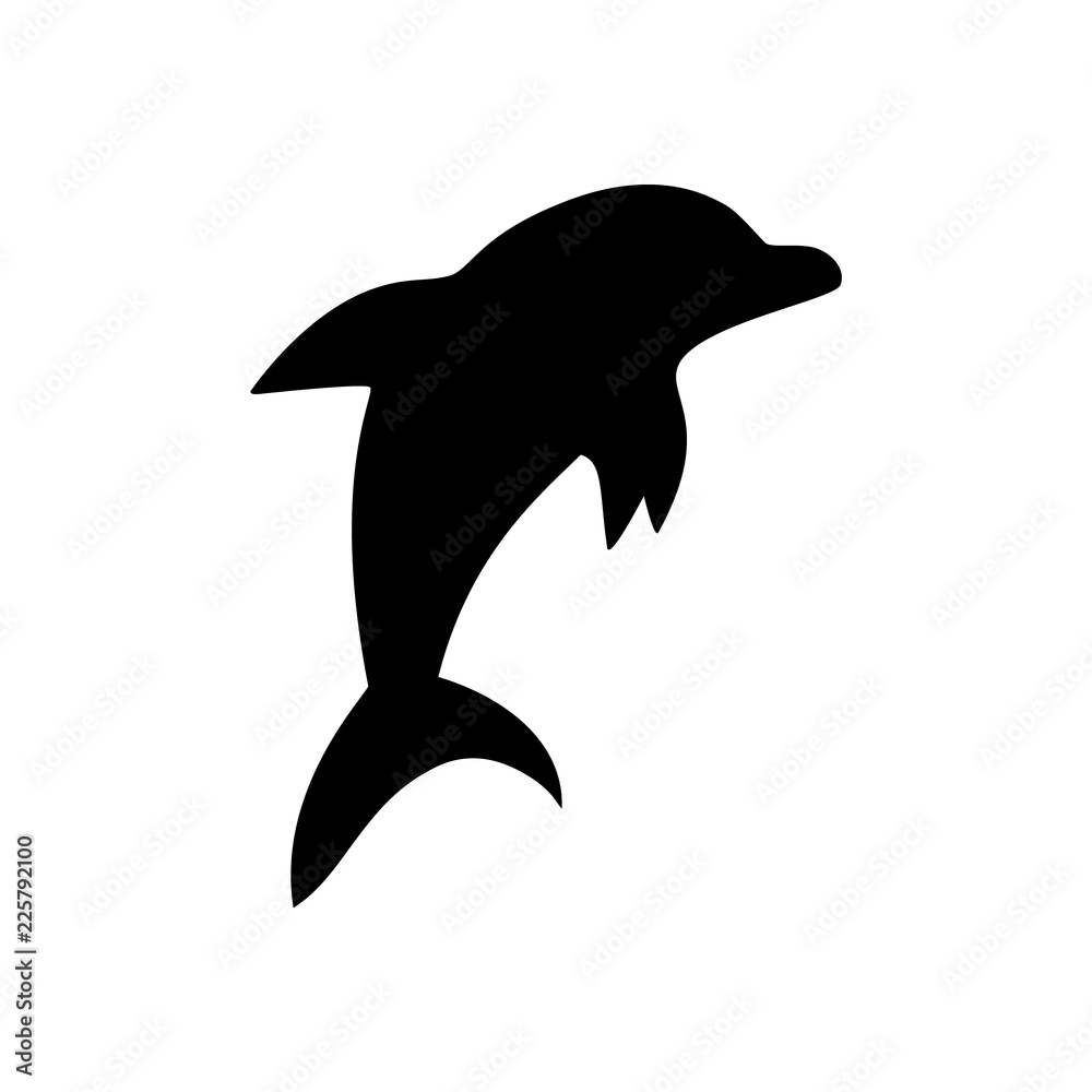 Black and white jumping dolphin sea animal symbol, vector illustration Stock Vector | Adobe Stock Black and white jumping dolphin sea animal symbol, vector illustration Stock Vector | Adobe Stock