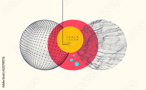 Trendy abstract background. Array with dynamic particles. Modern science or technology element. Cyberspace grid illustration. Vector composition.