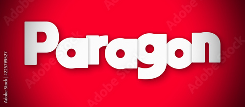 Paragon - clear white text written on red background