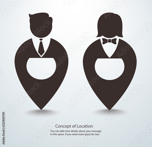 cartoon character icon of people on pin icon location symbol logo vector eps illustration