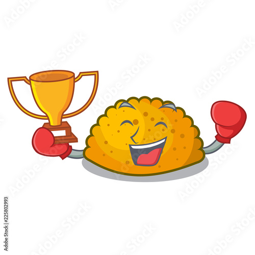 Boxing winner homemade patties on the table cartoon