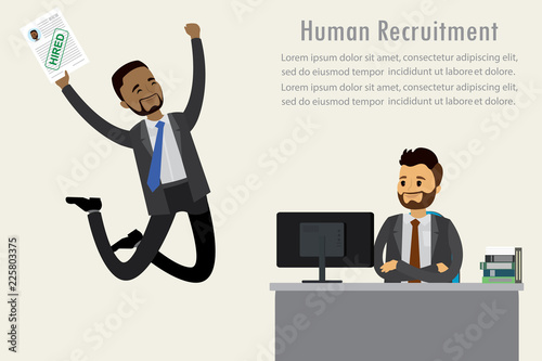 Successful job interview, job search concept